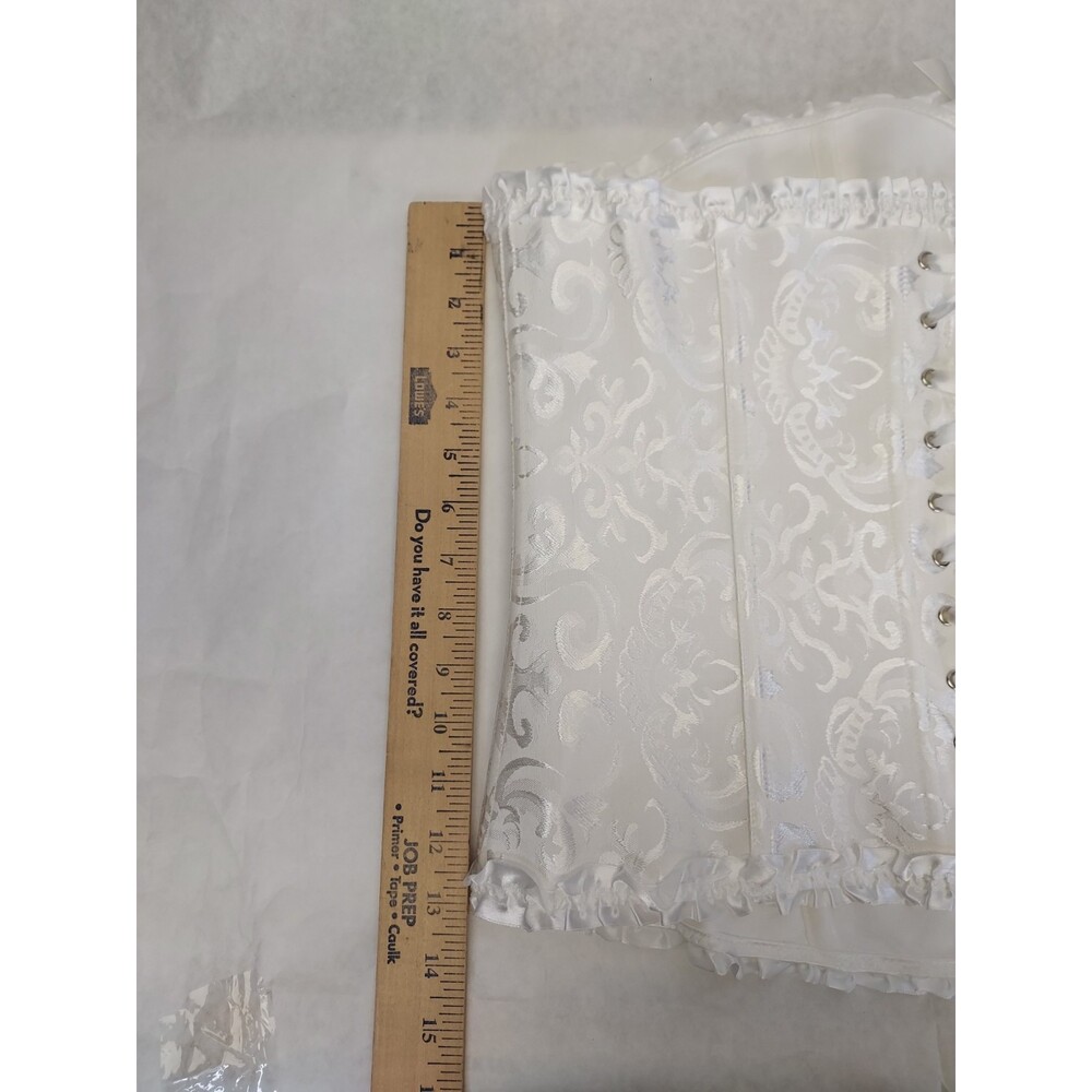 Corset Over Bust Lace Up Bustier US 20-22 6X White Paisley Costume Sexy Lingerie - Picture 15 of 15